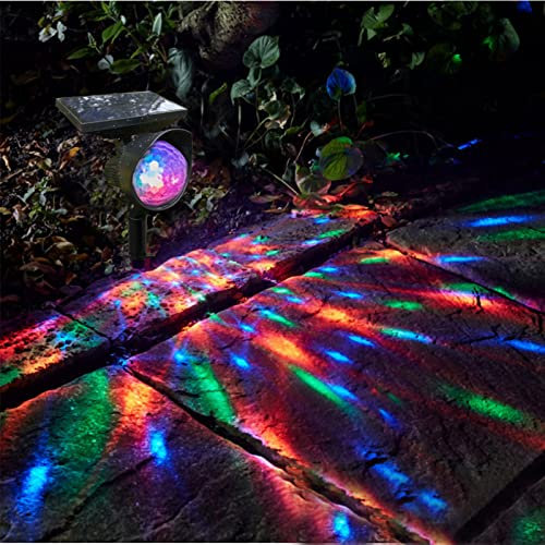 OUKENS Outdoor Landscape Lawn Projector Lamp, Waterproof Solar Powered Rotating Color Light, LEDs Color Landscape Path Lights,Solar Lights Outdoor for Garden