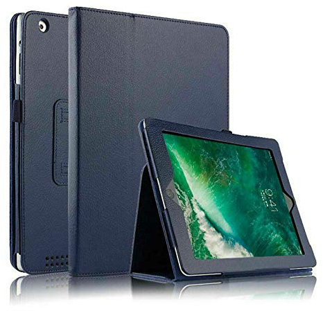 Funda de piel con tapa para Apple iPad 9.7 6ª generación 2018 y iPad 5ª generación 2017 y iPad Air de 2ª generación y iPad Air de 1ª generación (azul)
