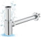 KINKIBOS Sifone universale in ottone per bagno e lavabo, sifone per bottiglie in 1 1/4 x 32 mm, scarico scarico, sifone con apertura di pulizia, tubo di scarico per lavandino, cromato
