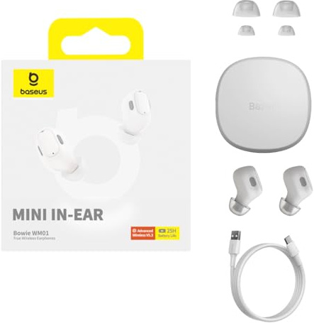 Earphones TWS Baseus Bowie WM01 (White)
