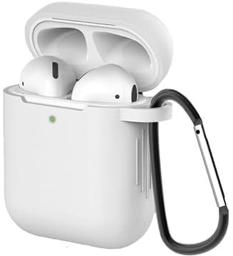 Airpods 2nd Generation Case Cover: Apple Airpods 1st or 2nd Generation Case Soft Silicone Protective Cover with Keychain Hook|Airpods 2nd Gen Case Cover Protector with Dust Plug (Transparent)