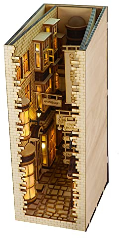 NOALED Holz-Winkelgasse-Buchecken-Set, Buchstützenständer, Bücherregal-Einsatz, DIY-Dekor, Modellbau-Set, Zubehör, luxuriöse dekorative Bücherornamente