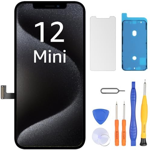 LL TRADER Screen Replacement for iPhone 12 mini LCD Touch Digitizer 5.4’’ Full Display Assembly and Repair Tools Black