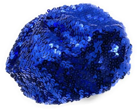 Cadoline Blaue Damen-Flappermütze aus elastischem Pailletten-Polyester mit 23 cm Durchmesser