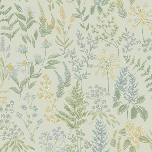 Rural Paradise Floral Spring Wallpaper Blue Cream Green Holden 13662