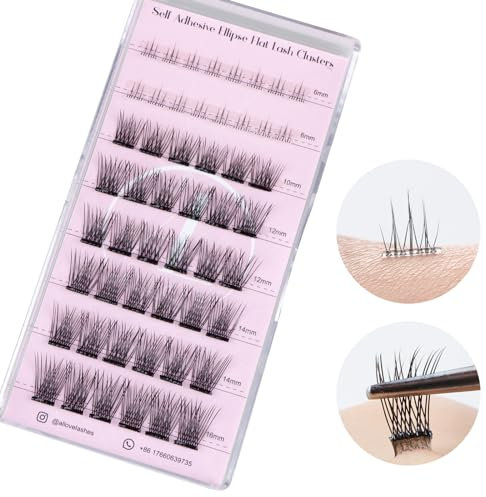 ALLOVE Selbstklebende Wimpern-Bündel Aufklebe-Einzelwimpern Kein Kleber nötig DIY-Wimpernverlängerungen mit Unterwimpern D Curl Klassische Wimpernbündel Vorgeklebte Cluster-Wimpern Selbst-Anwendung