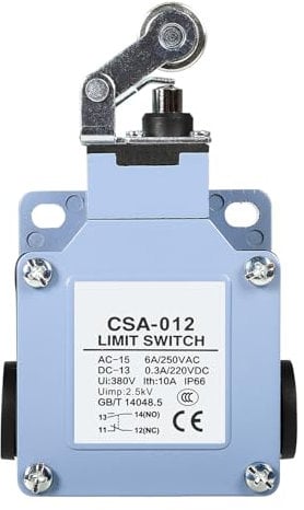 DEWIN Interruttore di Finecorsa a Rullo, Finecorsa di Corsa CSA-012 Finecorsa Auto-reset Tipo a Stantuffo a Pressione Diretta con Interruttore di Corsa a Rullo 6A 250VAC/0.3A 220VDC