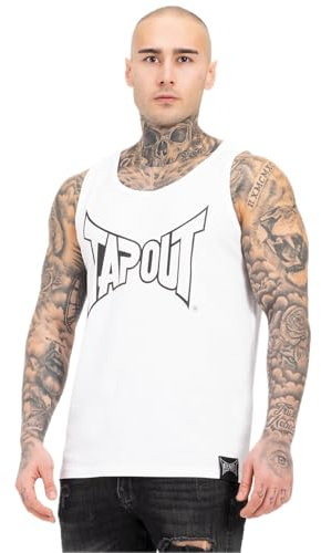 Tapout Herren Tipton Singlet T-Shirt, White/Black, L