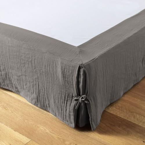 Cache sommier 140x190 cm Gaze de Coton Granit