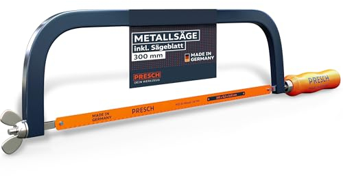 Presch Hacksaw 300mm - BI-Metal Edge for Precise Work - 90° Rotation for Horizontal & Vertical Sawing - Quick Change System - Metal Hand Saw