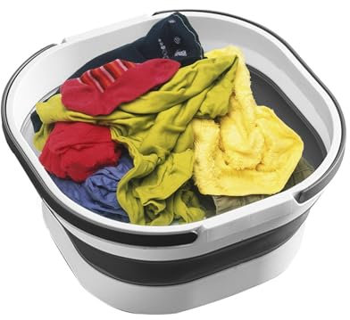 Lavabo carré Pliable pour Les Mains – Baignoire, Seau à vadrouille | 15 l Rond Moyen Bol de Vaisselle lavabo Multi-Usage pour l'extérieur Bassin de Voyage Pliable Portable