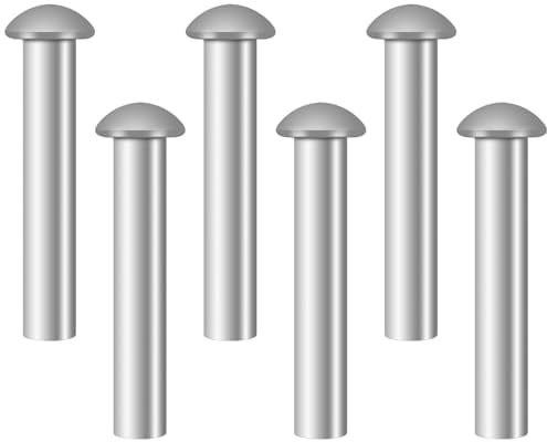 6 rivetti resistenti, 50 x 6 mm, in alluminio, color argento, per la riparazione di pala, vanga, forcella, rastrello, zappa, manico, rivetti in metallo a testa rotonda massiccia, per uso domestico e
