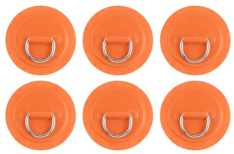 PATIKIL D-Ring Patch, 6 Pcs Stainless Steel D-Ring PVC Patch Pad No Glue Include for Inflatable Boat Paddle Board Canoe Surfboard, Orange