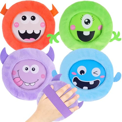 Hilph 4 Kühlpads Kinder Kühlpacks mit Gummiband, Ungiftig Gel Kühlakku | Monster Design, Kalt Warm Kompresse Kinder Coolpack für Verletzungen, Schmerzlinderung, Fieber, Beulen, Weisheitszähne