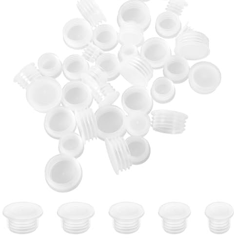 50Pcs Salt and Pepper Stoppers Plugs 0.35 Inch to 0.74 Inch Diameter Replacement Plug Reusable Clear Round End Cap Plastic Stoppers for Salt and Pepper Shakers Flower Pots Bottles Pipes Etc