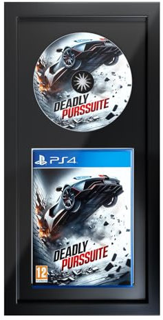 Video Game Display Frame Compatible with PS5/PS4/PS3 Game Case and Disc, with EVA Foam Lining & Black Flocked Fabric, Gaming Picture Frame, Gaming Room Decor, 8x15