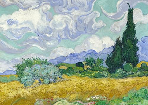 Jigsaw Puzzles for Adults 1000 Piece A Wheatfield with Cypresses by Vincent van Gogh 27.56 x 19.69 Inch Puzzles for Adults Educational Challenge 1000 Pieces Van Gogh Puzzles