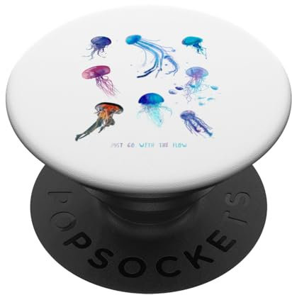 Jellyfish Watercolor Sea Ocean Underwater Just go with Flow PopSockets Klebender PopGrip