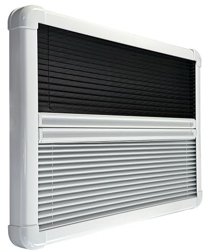 Shield Autocare © Camper Van RV Motorhome Cassette Window Blinds Blackout Flynet Screen Black White Beige (White, 550mm x 450mm)