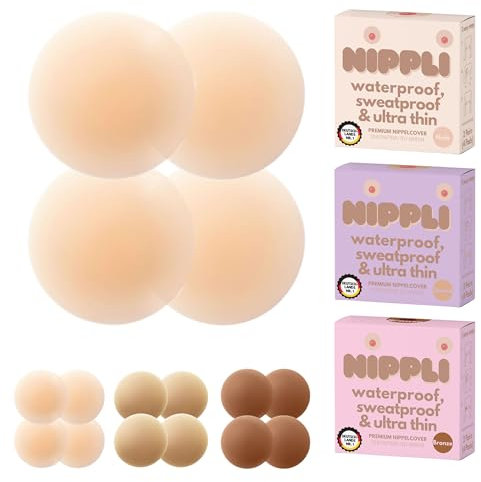 Nippli Premium Nippelcover – Nippelpads Waschbar & Wiederverwendbar – Nippelcover ultradünn aus Silikon [8cm] – Selbstklebende Nippel Cover
