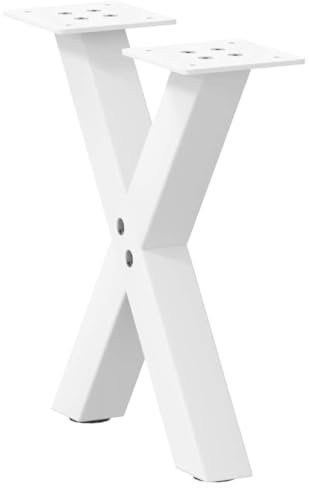 vidaXL Pieds de Table Basse en Forme de X, 2 pièces, Blanc, 30 x (30-31) cm, Acier