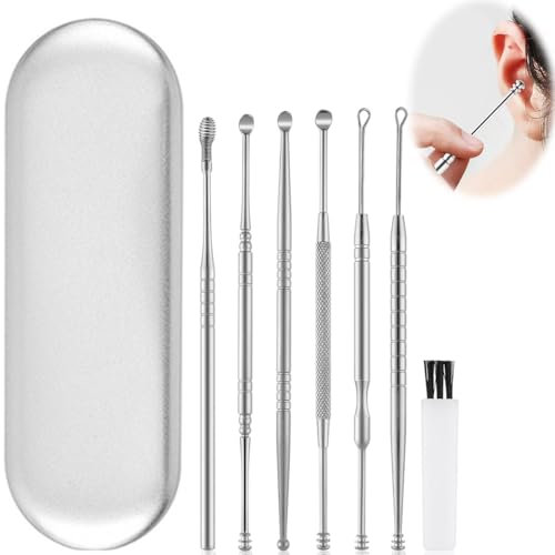 Set limpiador de cerumen de 6 piezas, extractor de cerumen, limpiador de cerumen para adultos con estuche