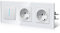BSEED Enchufe y Interruptor,interruptor pared con Garfio,Basculante con Pilotitos LED,Panel de Vidrio,Seguridad Infantil,Fácil Instalación,E-Serie,1 Gang 1 Vía Con 2 Enchufes,228mm Blanco