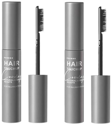Rímel impermeable para cubrir raíces, tinte para el cabello blanco, cobertura instantánea de canas, oculta raíces y lagunas precisas, coincidencia de colores naturales (marrón oscuro y negro)