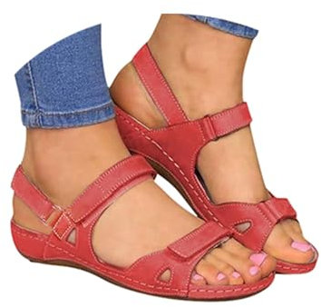 Sandali Ortopedici Donna Estive Eleganti Sandali con Strappo Leggere Comodi Cuoio Artificiale Sandalo con Zeppa Vintage Moda Scarpe Estivi Aperta Antiscivolo Sandalo Passeggio Sportivi Trekking 2025