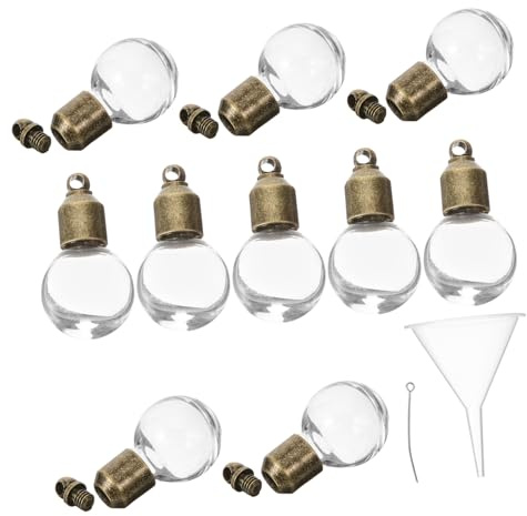 TOPPERFUN Glasflaschen Anhänger 10 Stück Kleiner Hohlkugel aus Glas mit Schraubverschluss und Schlaufe Transparente Schmuckanhänger für Selbstgemacht Basteln Wunschflaschen Hängedekoration