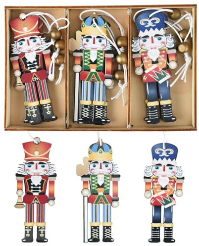 ZYDYRX 9 Stück Hölzerner Nussknacker Soldat Anhänger Weihnachten Nussknacker Dekoration Bunte Hängende Dekoration Weihnachtsdekoration Holz C