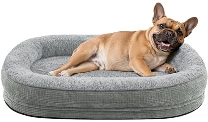 Pawk Orthopädisches Hundebett Kleine Hunde, 71x58cm, Hellgrau | Hundebett Orthopädisch Vierseitiges Nackenrolle, Memory Foam Hundekorb Wasserdicht, Hundebetten Abnehmbar und Waschbar