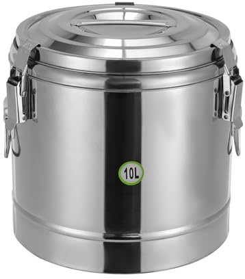 KigerNee Termo de transporte profesional de 10 litros, de acero inoxidable, con asas, tapa, anillo de goma, mantiene la temperatura de 12 horas para restaurantes, catering, camping
