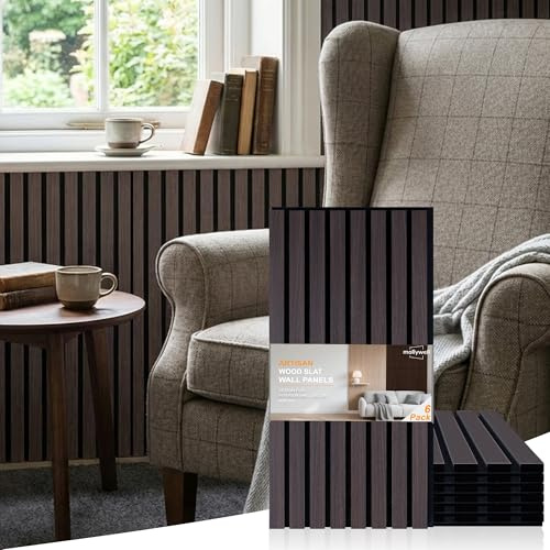 Mollywell Wood Panels for Wall, Brown, 6 Pack, 60x30 cm