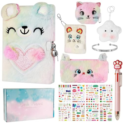 Realjoy Secret Diary with Lock for Girls,Gifts for Girls 7-14 Year Old | Girls Stationary Gift Sets, Lockable Notebook with Stickers Pen Pencil Case Bracelet Bookmarks