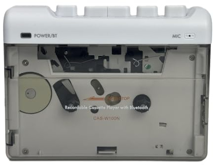 Muuookka Tragbarer Retro-Kassettenplayer und -Rekorder mit Bluetooth, Vintage-Audio-Unterstützung, Batterie- oder 5V Type-C-Ladung, Kopfhöreranschluss Enthalten.