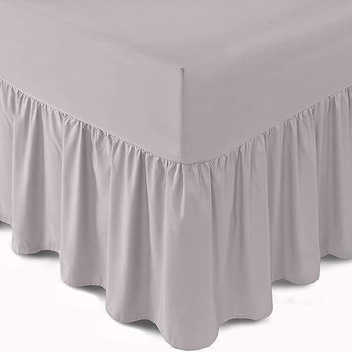 Gaveno Cavailia Luxury Non-Iron PERCALE VALANCE Sheet, Poly-Cotton, Silver , Double