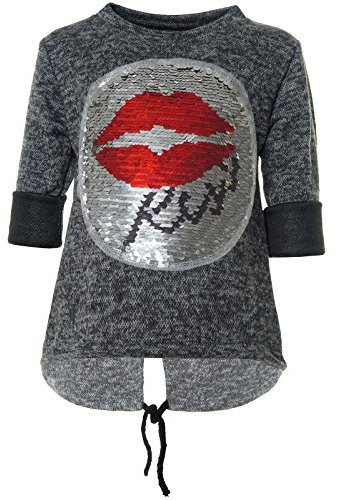 BEZLIT Mädchen Pullover Wende Pailletten Sweatshirt 21545 Anthrazit 122/128