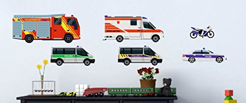 wandtattoo polizei kinderzimmer Hubschrauber Polizeiautos Motor Helicopter Notfalldienste Feuerwehr Chaise Set Aufkleber Wandaufkleber Babyzimmer Tiere autos cars Waldtiere Dekoration fürs Baby