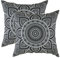 TreeWool Dekorativer Kissenbezug (60 x 60 cm, Schwarz) Mandala Design 100% Baumwolle (2er Pack)