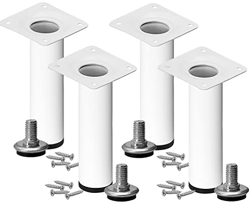 Stahlia Möbelfüße verstellbar (4er Set) Weiß 70cm Höhe belastbar bis 50kg Sofafüße Schrankfüße Möbelbeine höhenverstellbare Füße Metallbeine
