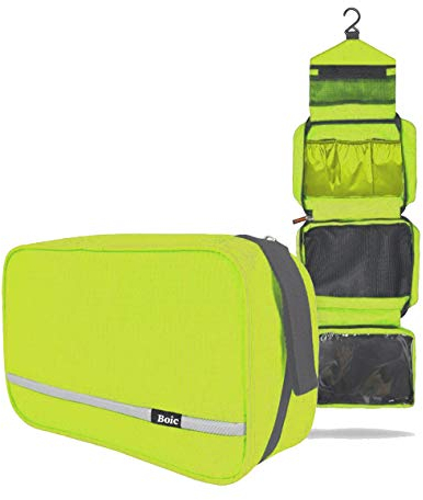 Boic Kulturbeutel Zum Aufhängen, Kulturbeutel Reise, Kulturtasche für Frauen Herren, Kosmetiktasche mit 4 fächern, Waschtasche lässig Toilettentasche Camping Oxford, Necessaire Mädchen (Cyanfarben)