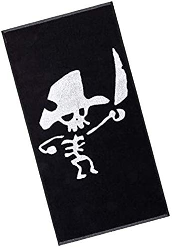 Piraten Handtuch Kinderhandtuch Logo in schwarzweiß Baumwollhandtuch 70 x 140 cm