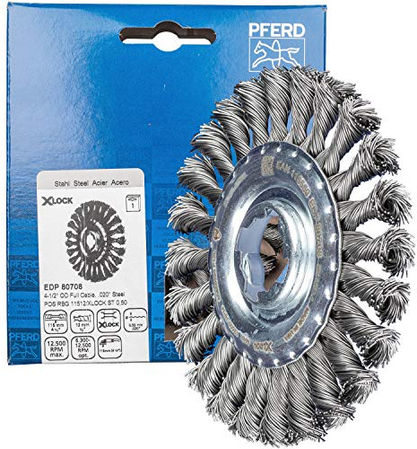 PFERD Rundbürste, 115 x 12mm, gezopft, 0,50mm Stahldraht, X-LOCK (22,23 mm), 43312031 – für schnelle und komfortable Werkzeugwechsel