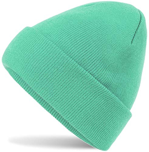 HatStar Wintermütze | Damen Beanie Mütze | Herren Feinstrick Beanie | für Frauen Männer Unisex | Cuffed Hats Weich & Warm (Mint)