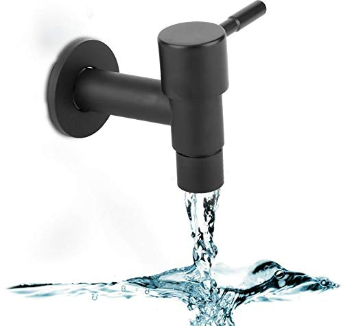 G1/2in Edelstahl schwarz einzigen kalten Wasserhahn Mopp Pool Wasserhahn Waschmaschine Wand montiert Balkon Tap MEHRWEG VERPAKUNG(#1)