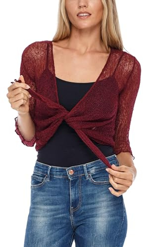 SHU-SHI - Cardigan/boléro à Nouer - pour Femme - Transparent/léger/tricoté