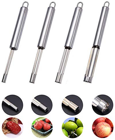 Apple Pear Corer Apple Corer Corer and Pitter Multi-Function Fruit Corer and Pitter Set Stainless Steel Pear Apple Corer Pitter 4 Sizes for Home Kitchen (4pcs)