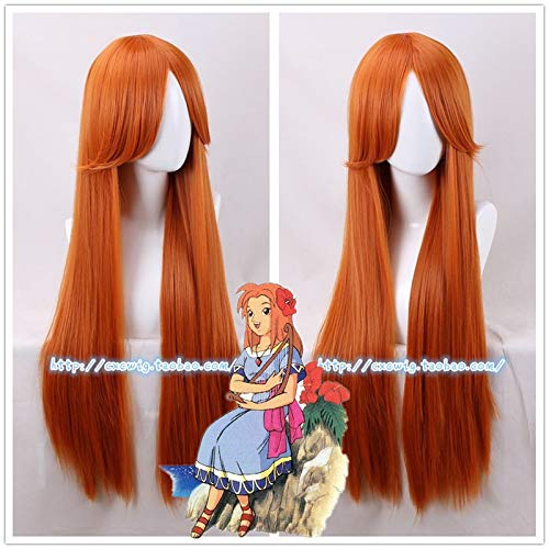Die Legende Von Zelda: Link'S Awakening Marin Orange Perücke Mebe No Mura Cosplay Perücke Rollenspiel Mädchen 80Cm Langes Haar Kostüm