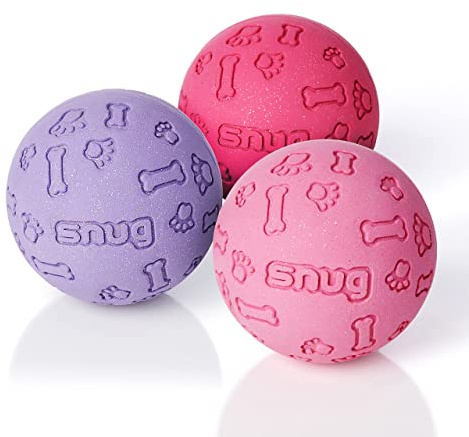 Snug Rubber Dog Balls for Small and Medium Dogs - Tennis Ball Size - Virtually Indestructible (3 Pack - Chic)